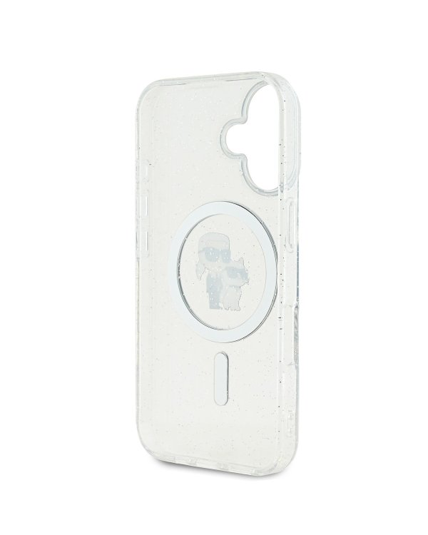 Karl Lagerfeld IML Glitter Karl and Choupette MagSafe Case Защитный чехол для iPhone 16 / прозрачный