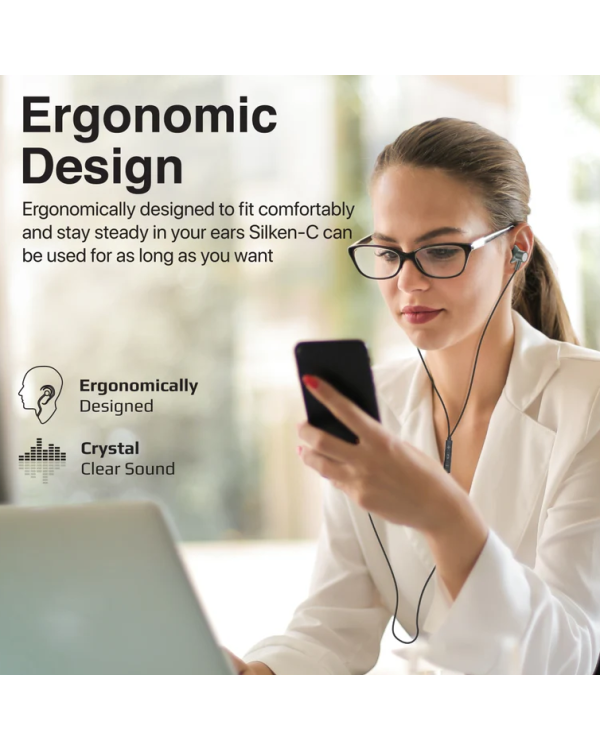 Promate Silken-C Ergonomic Stereo In-Ear Проводные наушники USB-C / 1.2m