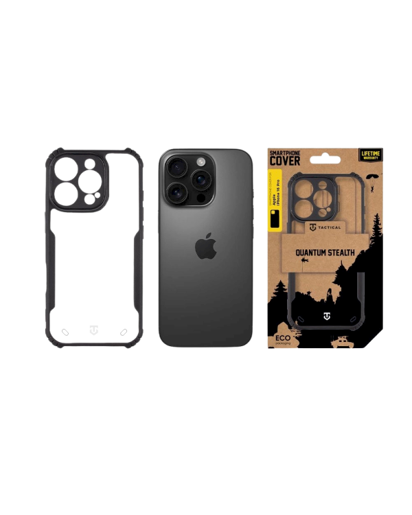 Tactical Quantum Stealth Cover Защитный чехол для Apple iPhone 16 Pro / прозрачный/чёрный