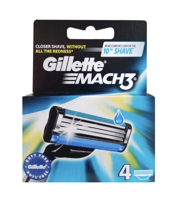 Gillette Mach3 Сменные Насадки Для Бритвы 4шт
