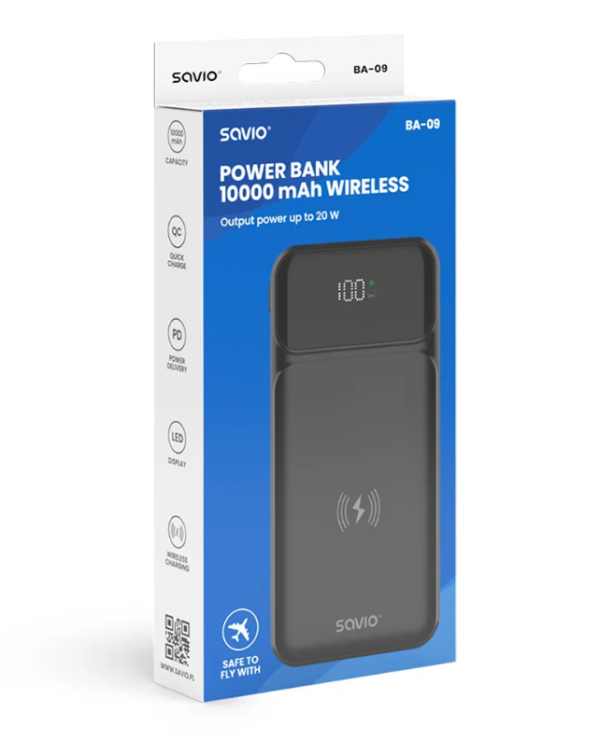 SAVIO BA-09 Беспроводной Внешний аккумулятор 10000mAh