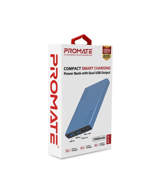 Promate Bolt-10 Переносная зарядная батарея 10W / 2.A / 10 000 mAh