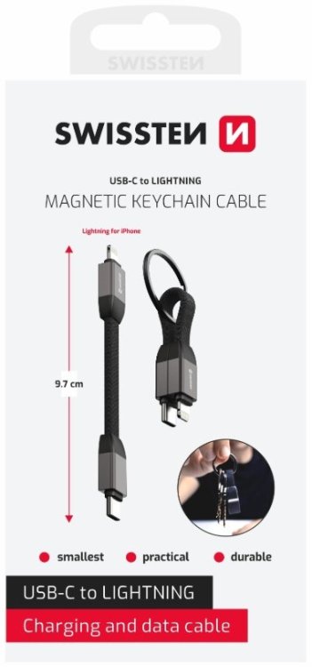 Swissten Magnetic Keychain USB-C - Lightning Кабель 9.7cm