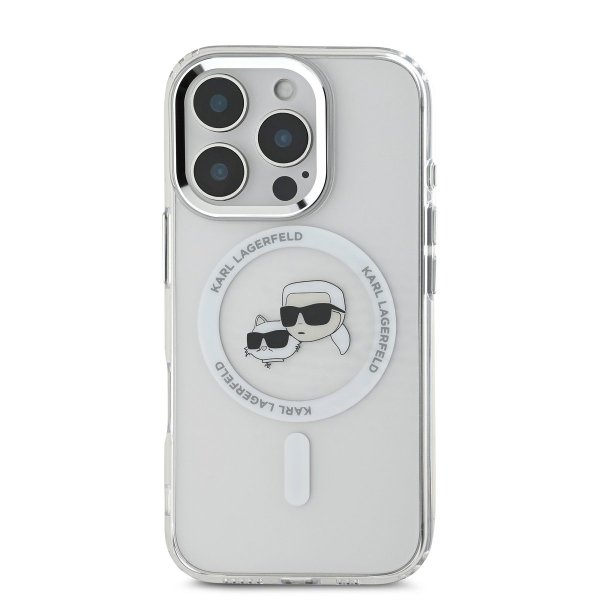 Karl Lagerfeld IML K&CH Heads Metal Frame MagSafe Case Защитный чехол для iPhone 16 Pro Max / прозрачный