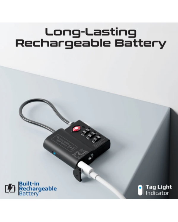 Promate TagLock Багажный замок TSA с Smart отслеживающей биркой и приложением Apple Find My