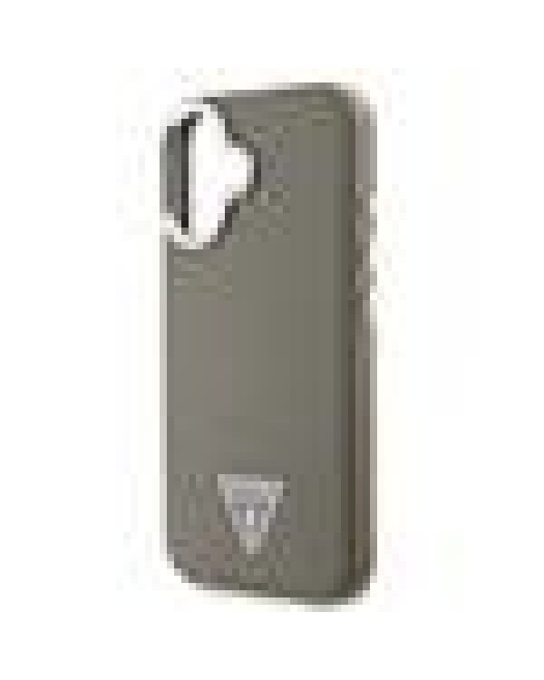 Guess PU Grained Triangle Logo MagSafe Case Защитный чехол для iPhone 16 / коричневый