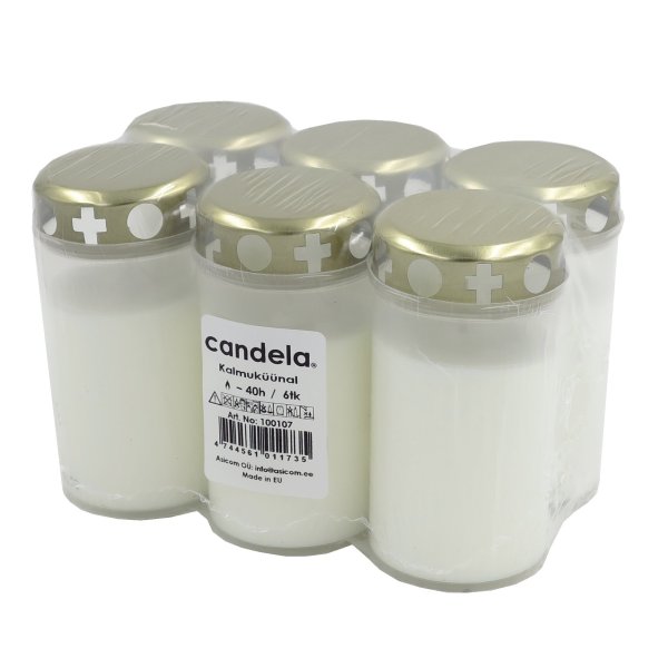 Candela Могильные Свечи С Крышками 6шт White