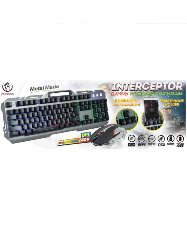 Rebeltec Проводной комплект: светодиодная клавиатура + мышь