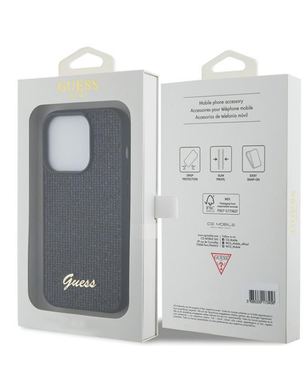 Guess HC Sequin Script Metal Case Защитный Чехол для Apple iPhone 15 Pro