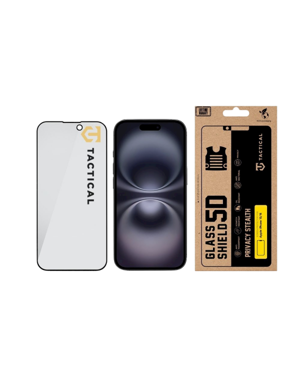 Tactical Glass Shield Privacy Stealth 5D Защитное стекло для Apple iPhone 15/16 / чёрный