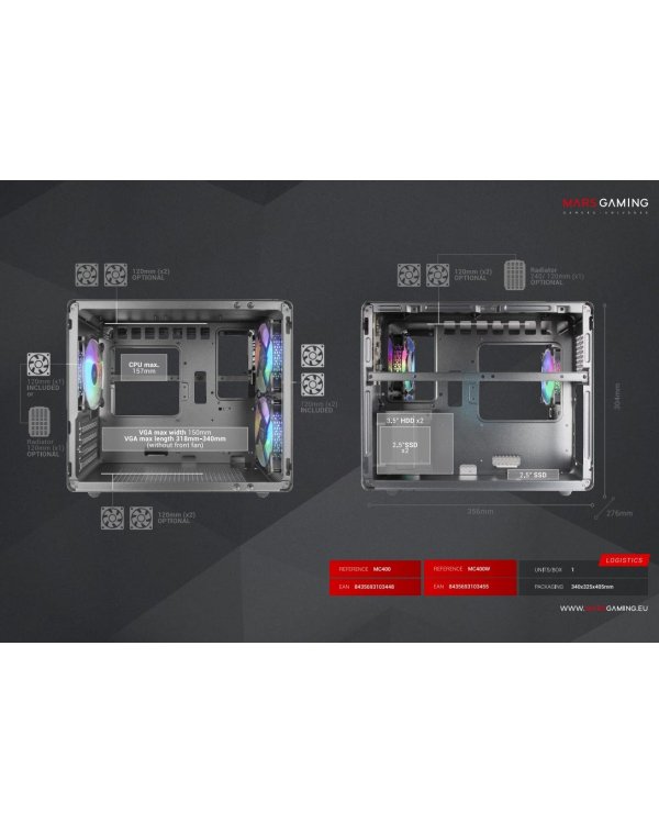 Mars Gaming MC400W Компьютерный корпус mATX / чёрный