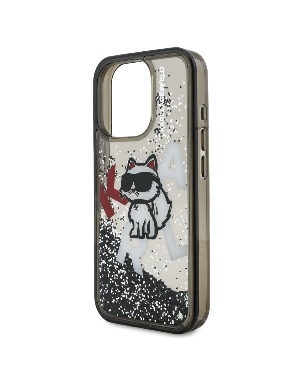 Karl Lagerfeld Liquid Glitter Scattered Choupette Case for Apple iPhone 16 Pro
