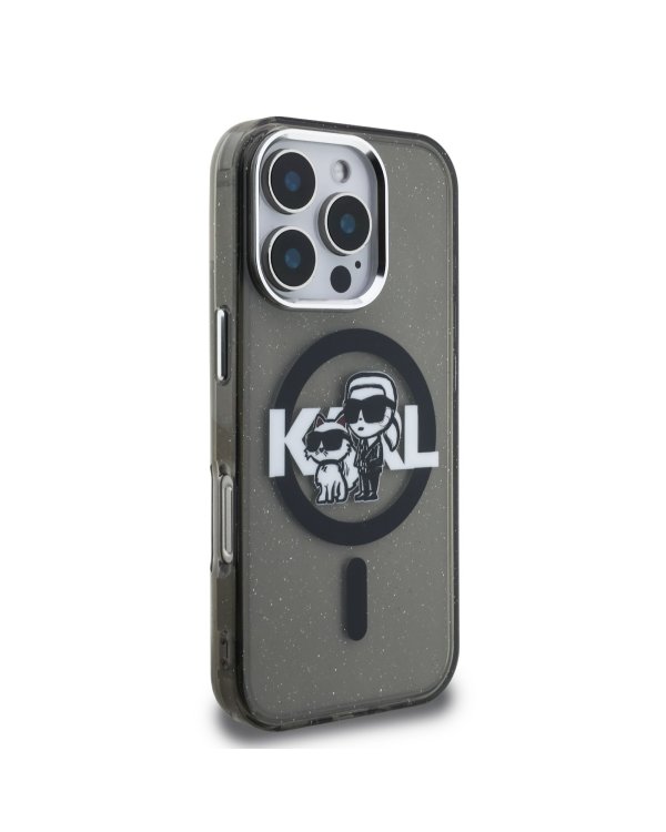 Karl Lagerfeld IML Glitter Karl and Choupette Sketch MagSafe Case Чехол для Apple iPhone 16 Pro