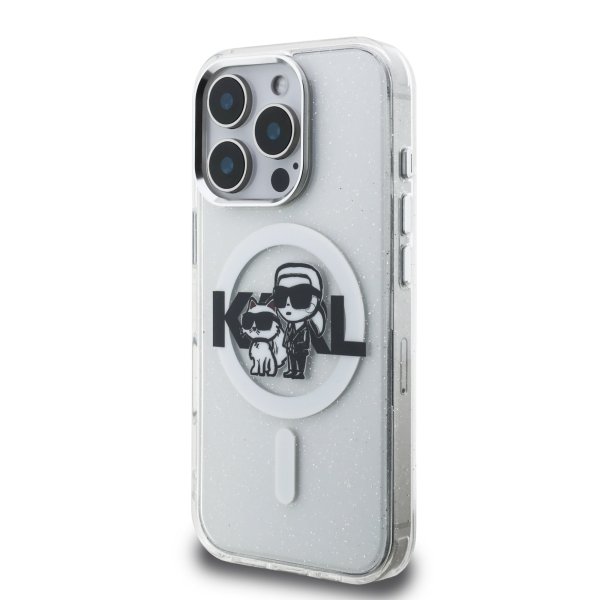 Karl Lagerfeld IML Glitter Karl and Choupette Sketch MagSafe Case Чехол для Apple iPhone 16 Pro Max