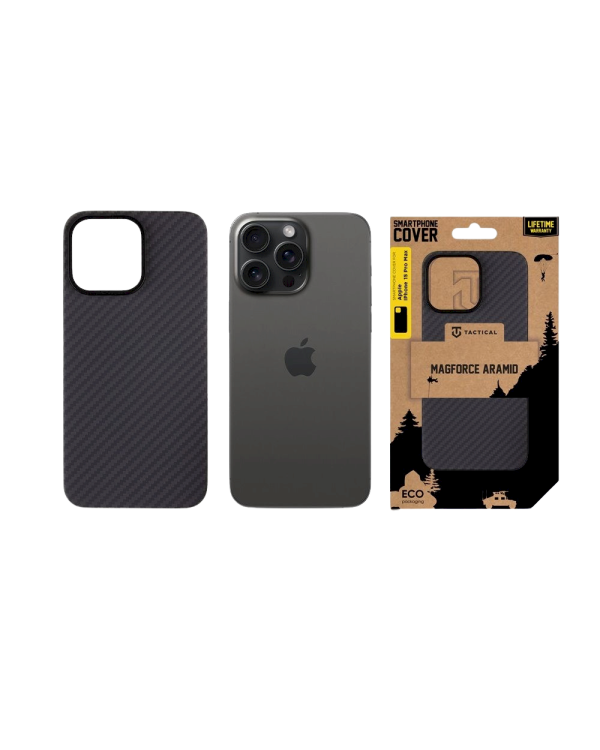Tactical MagForce Aramid Cover Защитный чехол для Apple iPhone 15 Pro Max / чёрный