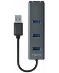 Savio AK-58 USB Hubs 3-port USB-A / 3.1 Gen / RJ-45 Gigabit Ethernet