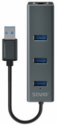 Savio AK-58 USB Hubs 3-port USB-A / 3.1 Gen / RJ-45 Gigabit Ethernet