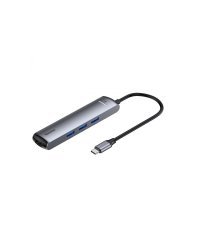 Baseus CAHUB-J0G 6 in 1 Приставка для MacBook / 1 x HDMI / 3 x USB 3.0 / USB-C / RJ45 / PD