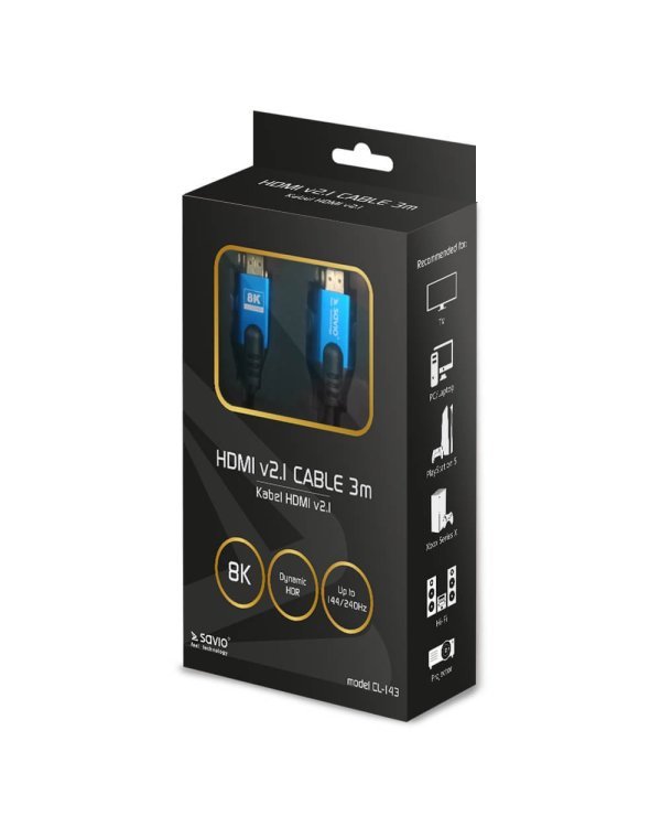 SAVIO HDMI (M) v2.1, 3m Cиний