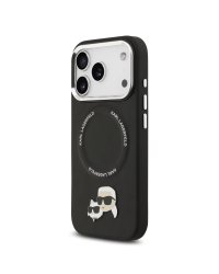 Karl Lagerfeld PU Karl and Choupette Heads Pins MagSafe Case Защитный чехол для iPhone 17 Pro Max / чёрный
