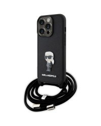 Karl Lagerfeld Crossbody Saffiano Monogram Metal Pin Karl & Choupette Back Case Защитный Чехол для Apple iPhone 15 Pro