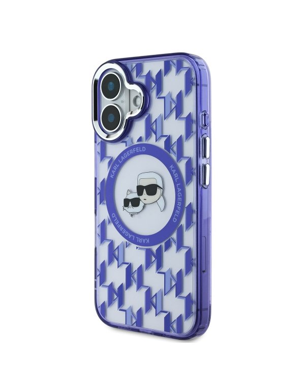 Karl Lagerfeld IML Monogram K&CH Heads MagSafe Case Защитный чехол для iPhone 16 / фиолетовый