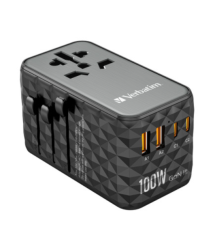 Verbatim GaN III Универсальный 2x USB-C Дорожный Адаптер 100W