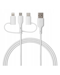 Qualo QRC-CA+M+L-00 Кабель 3in1 USB-C - USB-A / microUSB + USB адаптер / 1.5m / 60W / белый