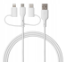 Qualo QRC-CA+M+L-00 Кабель 3in1 USB-C - USB-A / microUSB + USB адаптер / 1.5m / 60W / белый