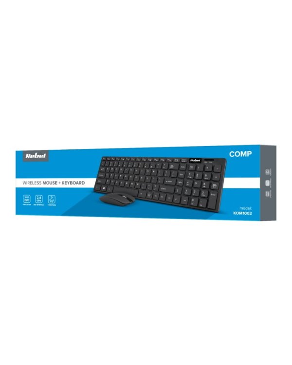 Rebel WS300 WRL Kомплект Беспроводная клавиатура + мышь Черный (ENG)
