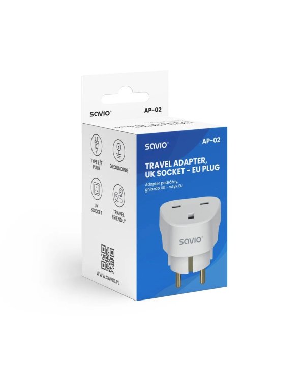 SAVIO AP-02 Travel Сетевой переходник UK - EU