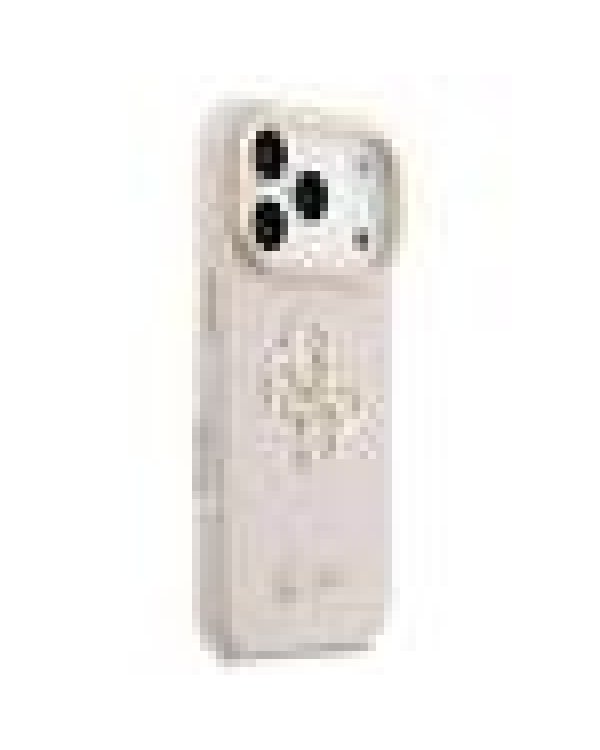 Guess PU Grained 4G Logo Stand Camera Frame Case Защитный чехол для iPhone 17 Pro / розовый