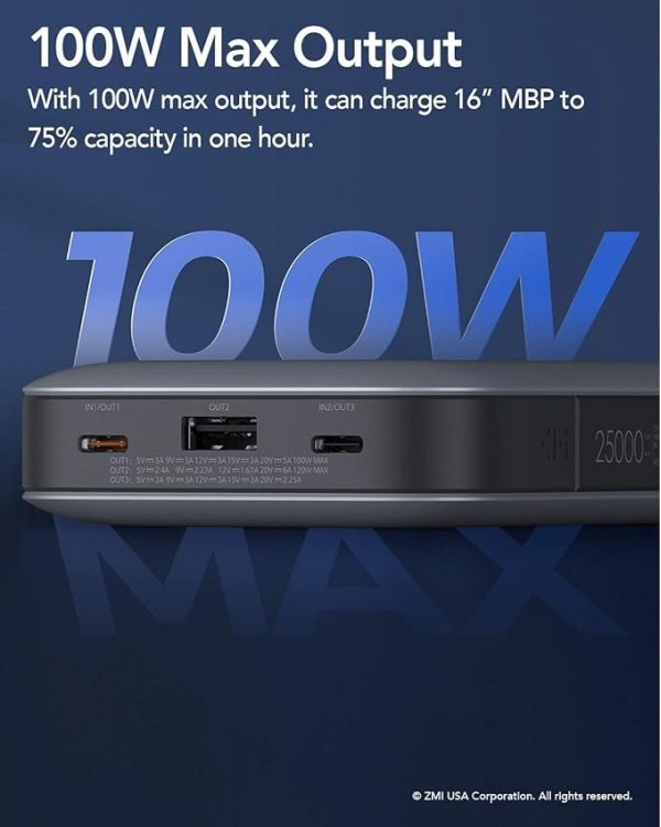 Xiaomi ZMI Powerpack 210W Портативное зарядное устройство 25 000mah