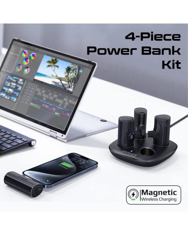 Promate DeltaPack Комплект зарядных батарей 4x 5000mAh / USB-C PD 20W / Lightning