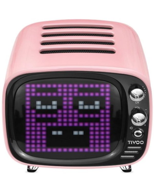 Divoom Tivoo Bluetooth 5.0 Портативная Колонка 8 bit / Будильник / Апликация / Соц. сети / Градусник Pозовый