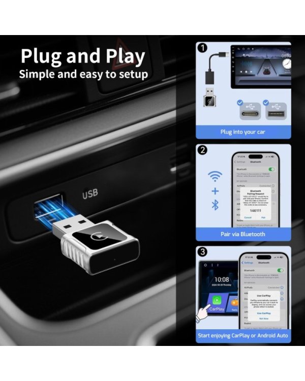 Swissten CarLink Адаптер Apple CarPlay / Android Auto