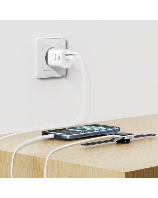 Swissten Edge GaN Зарядное устройство USB-C PD 20W + USB-A 18W QC