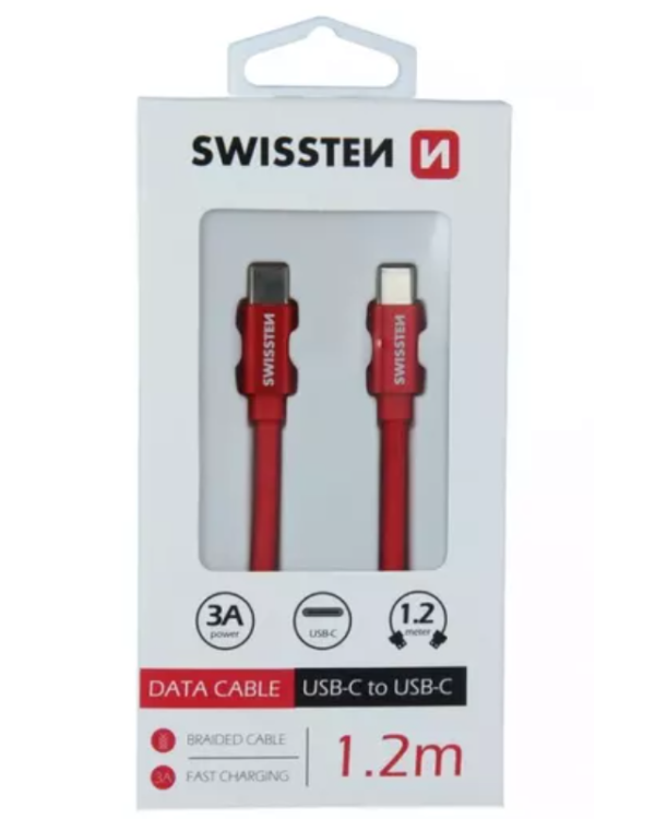 Swissten Textile Fast Charge 3A USB-C / USB-C Кабель для передачи данных и зарядки 1.2m