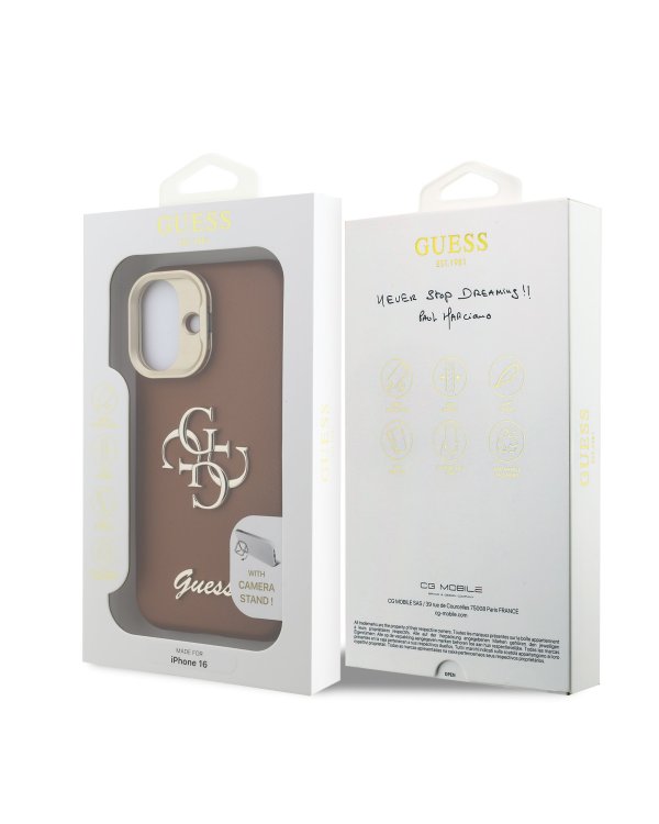 Guess PU Grained 4G Logo Stand Camera Frame Case Чехол для Apple iPhone 16