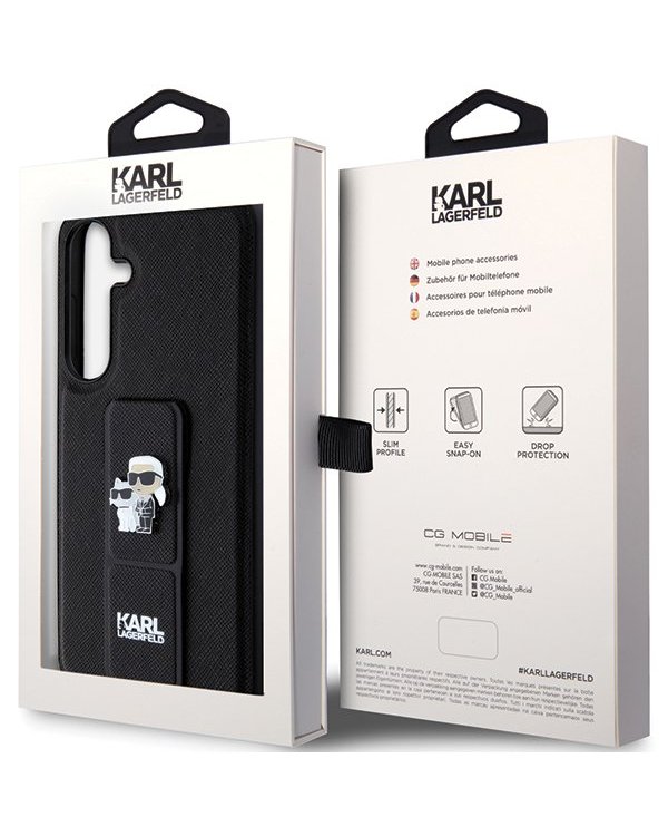 Karl Lagerfeld Gripstand Saffiano Karl&Choupette Pins for Samsung Galaxy S24 Ultra (KLHCS24LGSAKCPK)