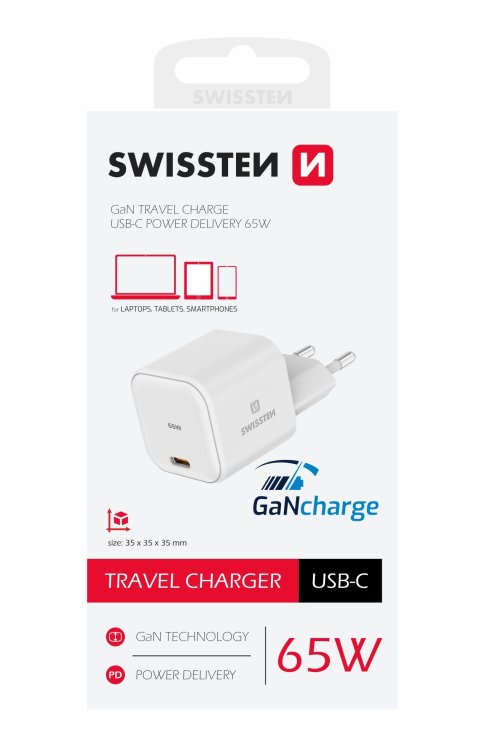Swissten GaN Travel Charger Адаптер USB-C 65W