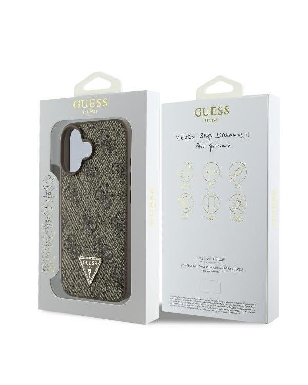 Guess Leather 4G Triangle Strass Защитный Чехол для Apple iPhone 16