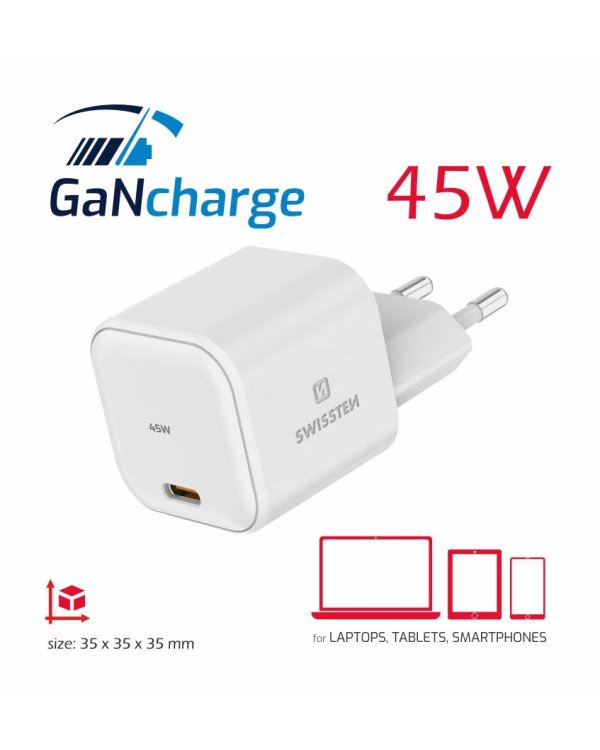 Swissten GaN Travel Charger Адаптер USB-C 45W