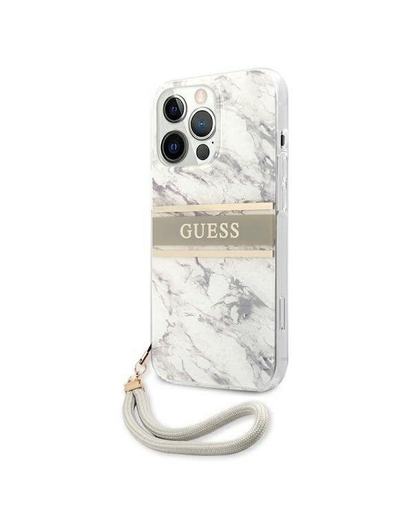 Guess GUHCP13LKMABGR Marble Strap Back Case Чехол для Apple iPhone 13 / 13 Pro Серый