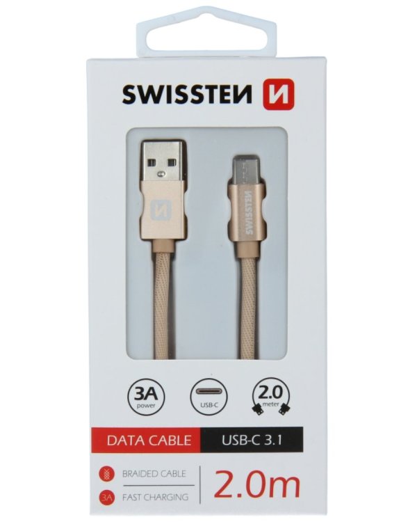 Swissten Textile Универсальный Quick Charge 3.1 USB-C USB Кабель данных 2м