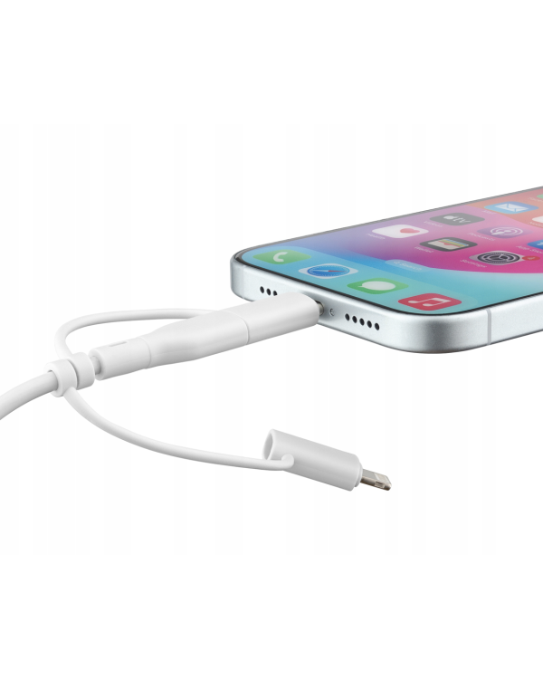 Qualo QRC-CA+M+L-00 Кабель 3in1 USB-C - USB-A / microUSB + USB адаптер / 1.5m / 60W / белый