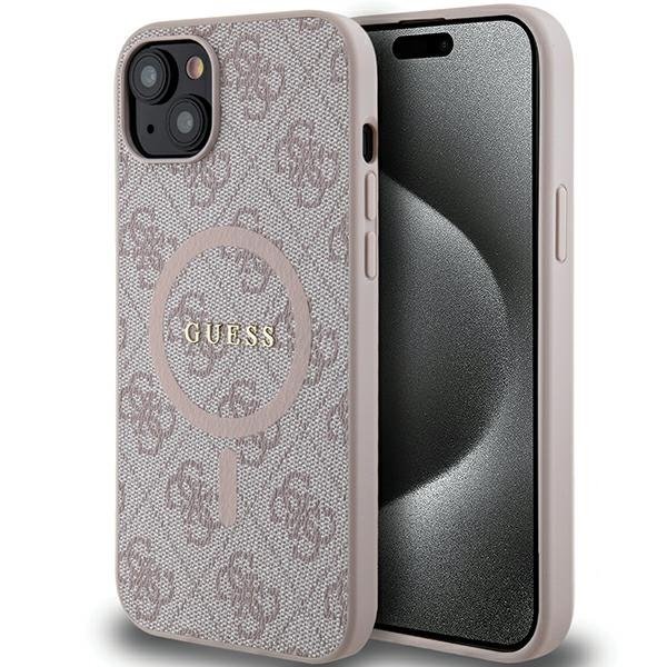 Guess 4G Collection Leather Metal Logo MagSafe Чехол для Apple iPhone 13 / 14 / 15