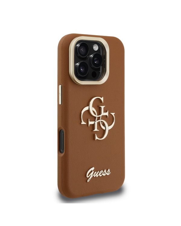 Guess PU Grained 4G Logo Stand Camera Frame Case Чехол для Apple iPhone 16 Pro Max