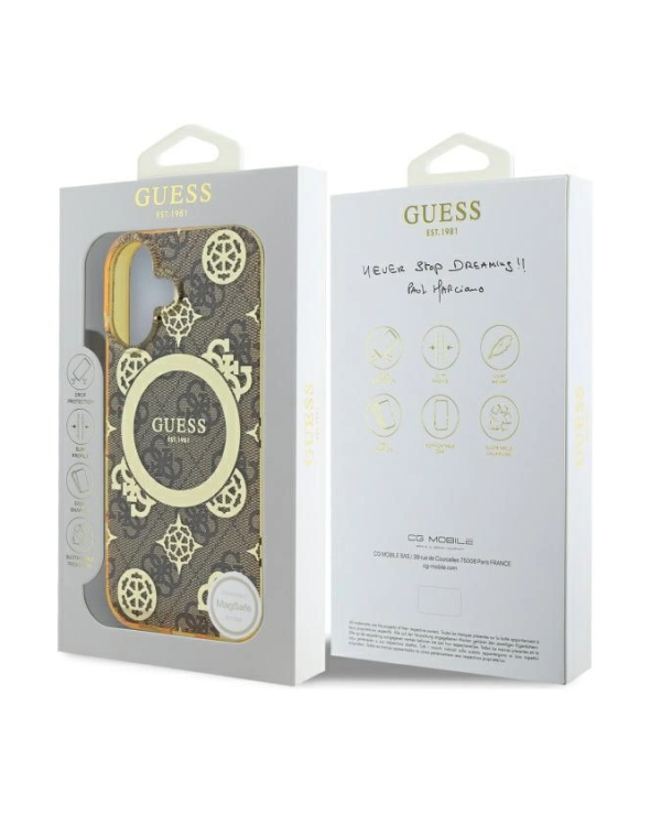 Guess IML Peony On 4G Background MagSafe Защитный Чехол для Apple iPhone 16