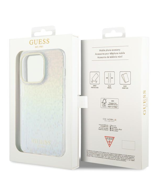 Guess IML Faceted Mirror Disco Iridescent Case Защитный Чехол для iPhone Apple 15 Pro
